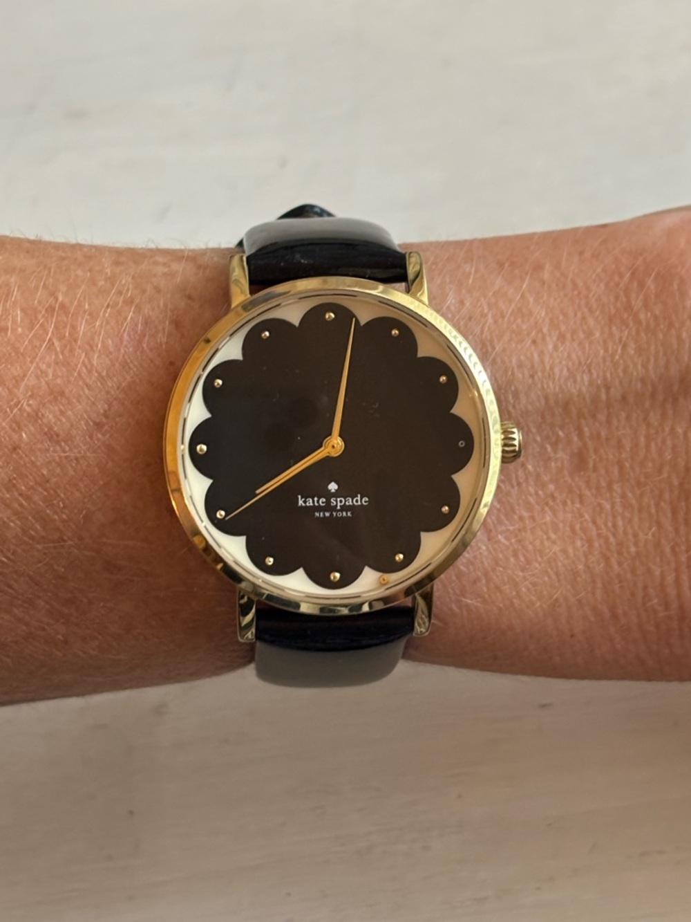 kate spade Black and Gold Scallop Dial Patent Leather Strap Watch - Picture 3 of 5